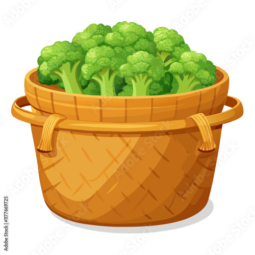 A basket of broccoli vector illustration (2)