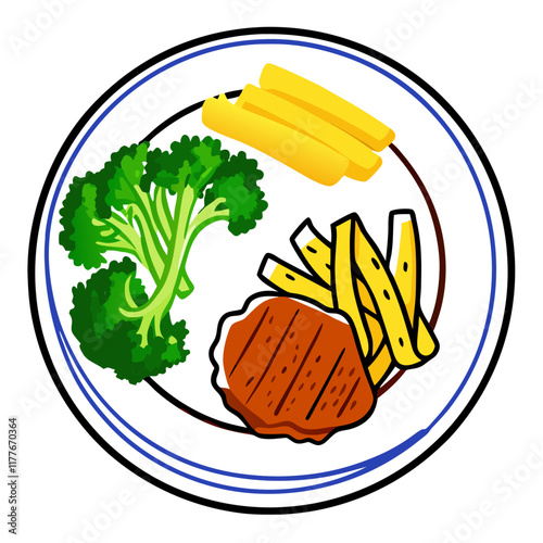 Aerial view of food on plate vector illustration (3)