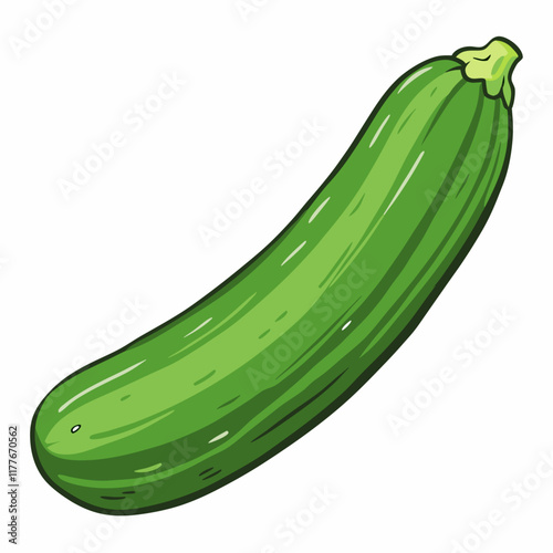 Cartoon Dark Green Zucchini vector illustration (4)