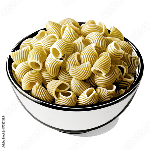 Dried pipe rigate pasta in glass bowl isolated vector illustration (5)