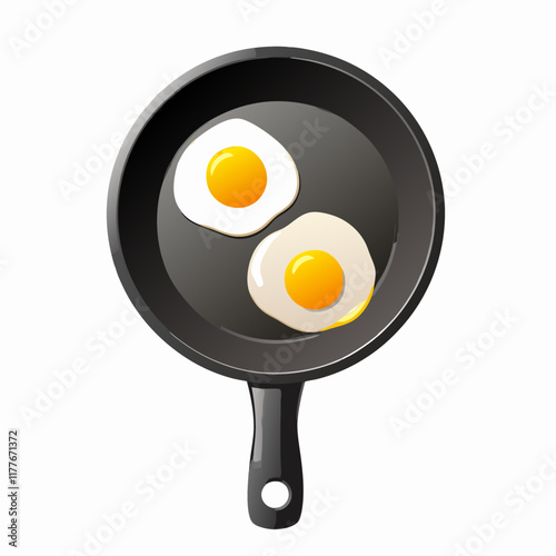 Fried eggs in the pan vector illustration (1)