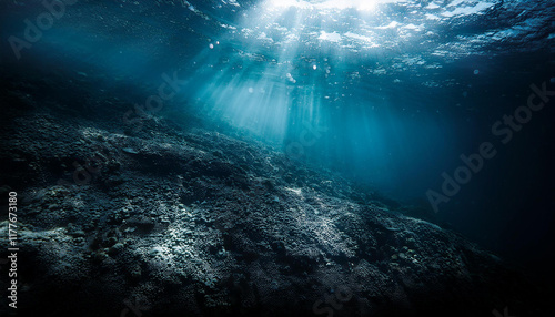 magical darkish black glittering shining and shimmering under water photo