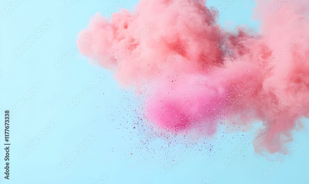 Obraz premium Vibrant Explosion of Color, a dynamic scene showcasing a burst of colorful powder swirling through the air, creating a lively and festive atmosphere.