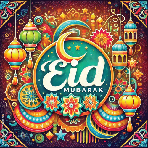 vector Eid Mubarak, Muslim holiday throughout the world