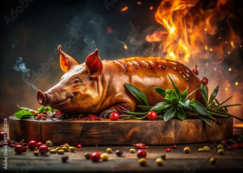 Roasted Suckling Pig, Culinary Delights, Gourmet Food Photography
