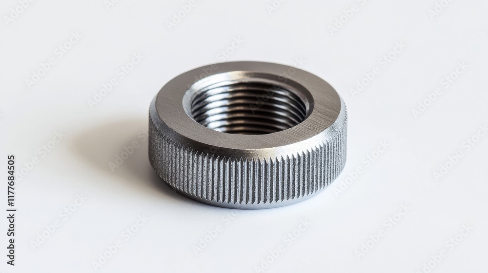 Metal Nut with Threaded Interior on a White Background Metal Nut with Threaded Interior on a White Background