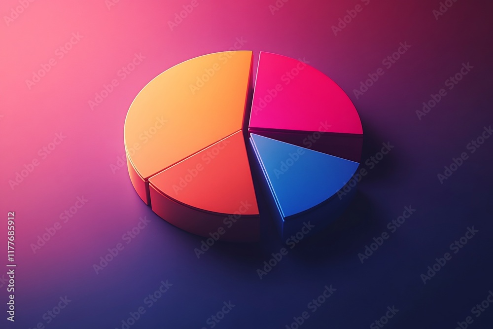 Fototapeta premium Colorful pie chart on gradient background. Possible stock photo use