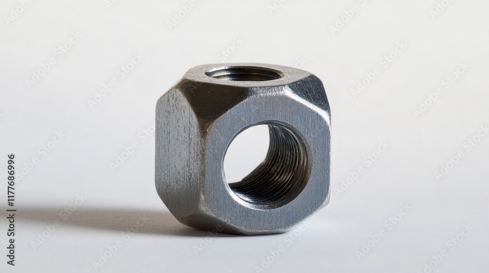 Close-Up of a Single Metallic Hex Nut Close-Up of a Single Metallic Hex Nut