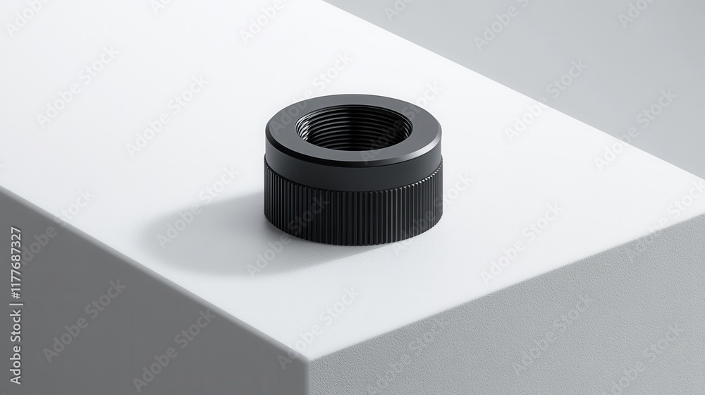 Black Metal Connector on Minimalist Surface Black Metal Connector on Minimalist Surface