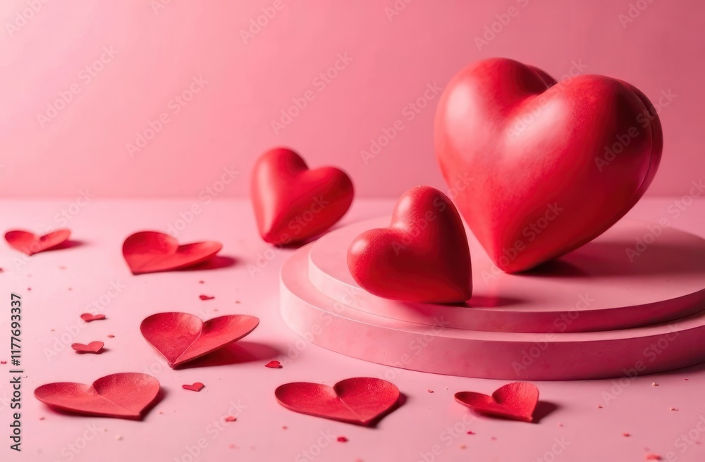 Valentine's Day Background With Hearts and Flowers. Valentine's Day Background With Hearts and Flowers.