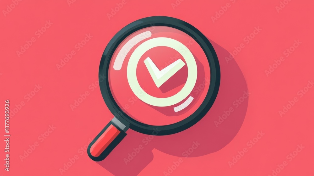 Magnifying Glass with Check Mark: Success, Accuracy, and Verification Concept Magnifying Glass with Check Mark: Success, Accuracy, and Verification Concept