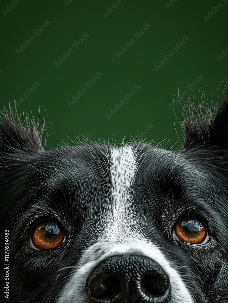Border Collie Curiosity: A close-up shot of a border collie's face, revealing intense, soulful eyes that seem to follow the viewer, captivating with their intelligence and affection. Border Collie Curiosity: A close-up shot of a border collie's face, revealing intense, soulful eyes that seem to follow the viewer, captivating with their intelligence and affection.