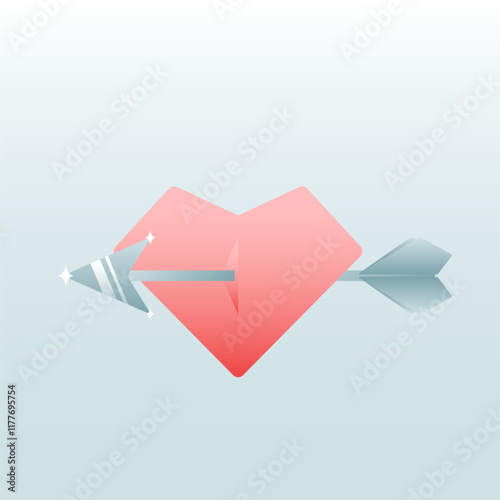 Free Download cupid's arrow hit the red heart. Fall in love. Vector cartoon illustration. - GFXLoad
