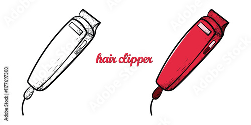 hair clipper hand drawn engrave style vector art icon