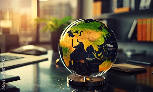 A globe on a desk with a warm background, symbolizing exploration and knowledge.