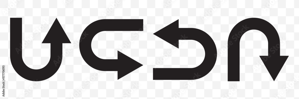 Arrows Showing Road Traffic. Prohibitory Road Signs. Vector Icons. No U-Turn, No Left and Right Turn, One-Way Traffic, and No Entry. go straight this way one way only u turn left and right. EPS 10. Arrows Showing Road Traffic. Prohibitory Road Signs. Vector Icons. No U-Turn, No Left and Right Turn, One-Way Traffic, and No Entry. go straight this way one way only u turn left and right. EPS 10.