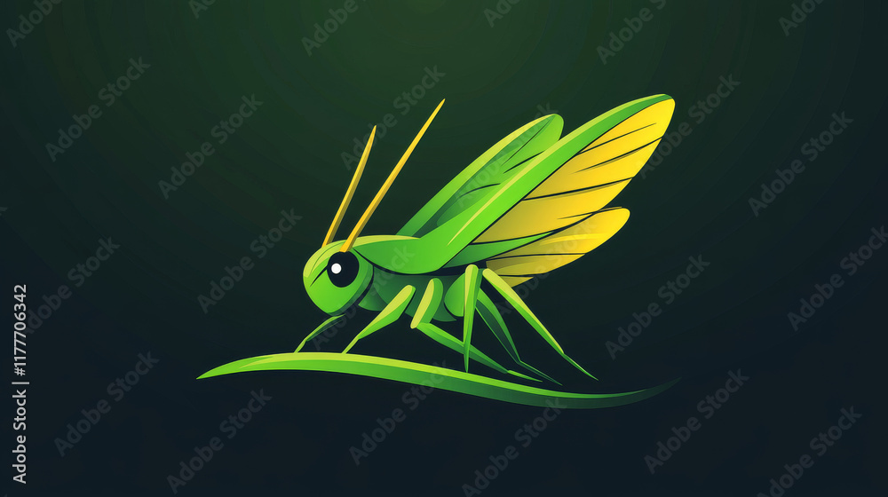 Fototapeta premium Vector grasshopper logo. Brand logo in the shape of a grasshopper