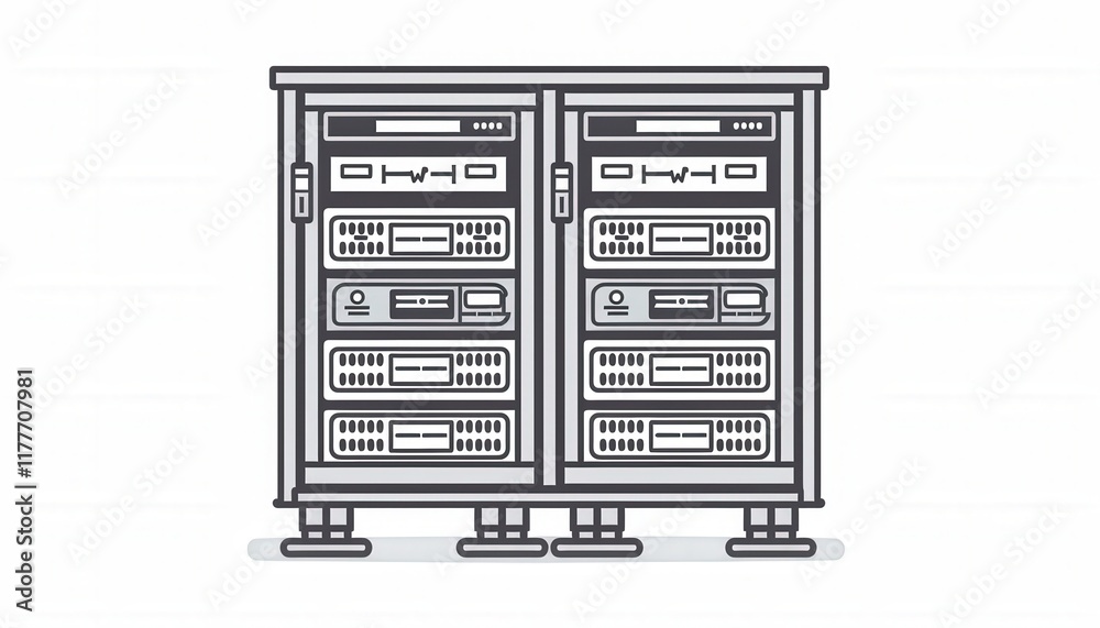A server rack illustration useful for web hosting, cloud computing, data centers, and IT infrastructure visuals. Suitable for websites, blogs, and presentations. A server rack illustration useful for web hosting, cloud computing, data centers, and IT infrastructure visuals. Suitable for websites, blogs, and presentations.