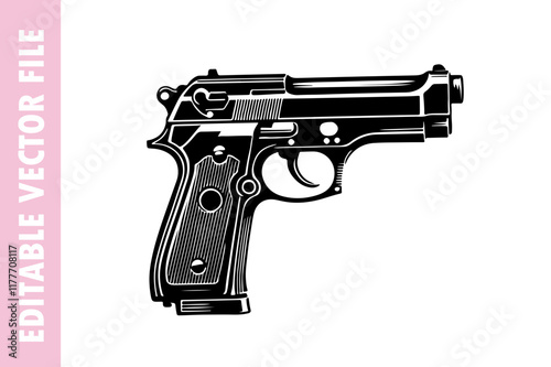pistol gun is my life, piston gun vector silhouette illustration