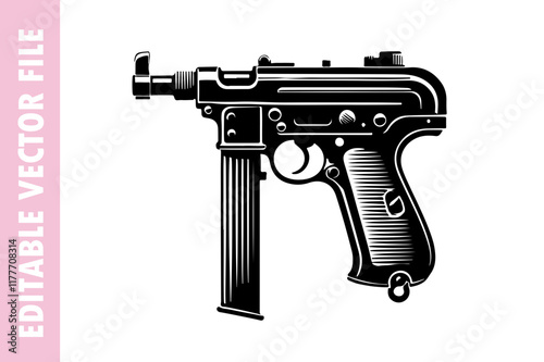 pistol gun vector silhouette illustration