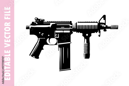 machine gun, machine vector silhouette illustration