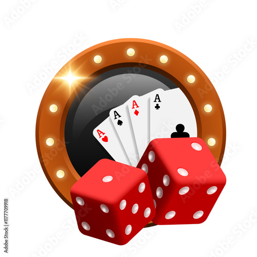 Casino illustration. Vector 3D elements on the theme of casino and gambling.