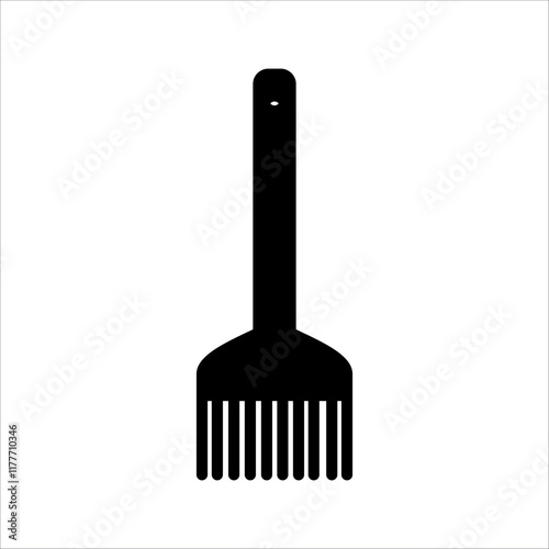 PrintThin Outline Icon Broom, Besom or Short Brush of Bound Straw Near a Pile of Garbage. Such Line sign as Cleaning Garbage, Cleanup, Sweeping. Vector