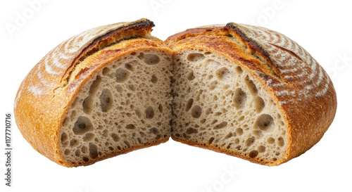 Fresh Baked Sourdough Loaf, Bakery Food, Isolated Transparent PNG, Large Format
