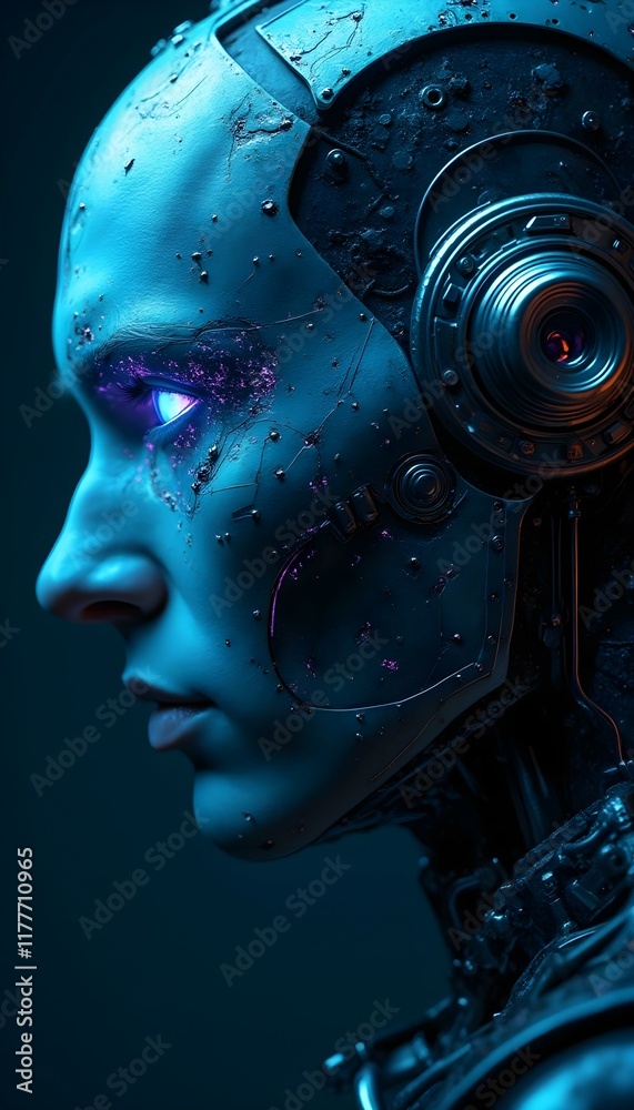 Futuristic Cyborg in Neon Light. Generative Ai Futuristic Cyborg in Neon Light. Generative Ai