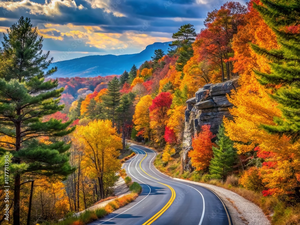 Fototapeta premium Scenic Autumn Drive: US Route 44, Minnewaska State Park, Catskill Mountains