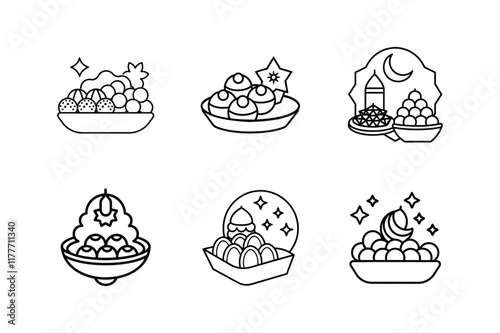 ramadan traditional sweets vector illustration