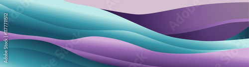 An abstract wave background featuring smooth, flowing curves and fluid shapes. The design should convey a sense of movement with soft gradients of blue, teal, and purple hues