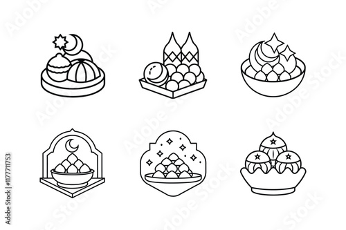 ramadan traditional sweets icon vector illustration