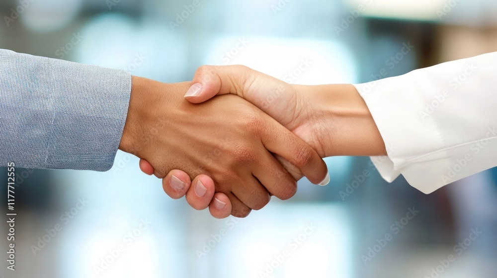 Close-up of two people shaking hands, symbolizing agreement, partnership, and collaboration. Close-up of two people shaking hands, symbolizing agreement, partnership, and collaboration.