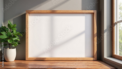 Minimalist blank canvas framed by sunlight, creative inspiration