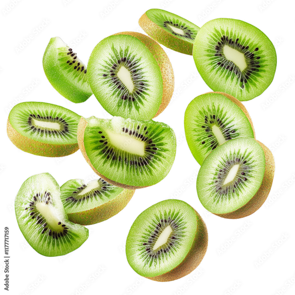 Fototapeta premium Explore the Vibrant and Nutritious World of Juicy Kiwi Fruit: A Guide to Delicious Slices Packed with Vitamins