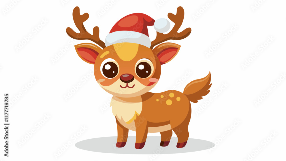 Fototapeta premium christmas reindeer with red ribbon