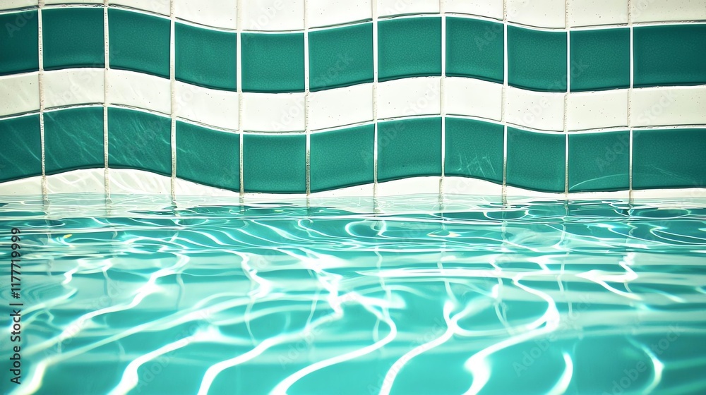 Obraz premium Refreshing turquoise water with gentle ripples reflecting a soothing tiled backdrop.