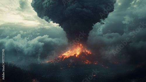 thick smoke soared high