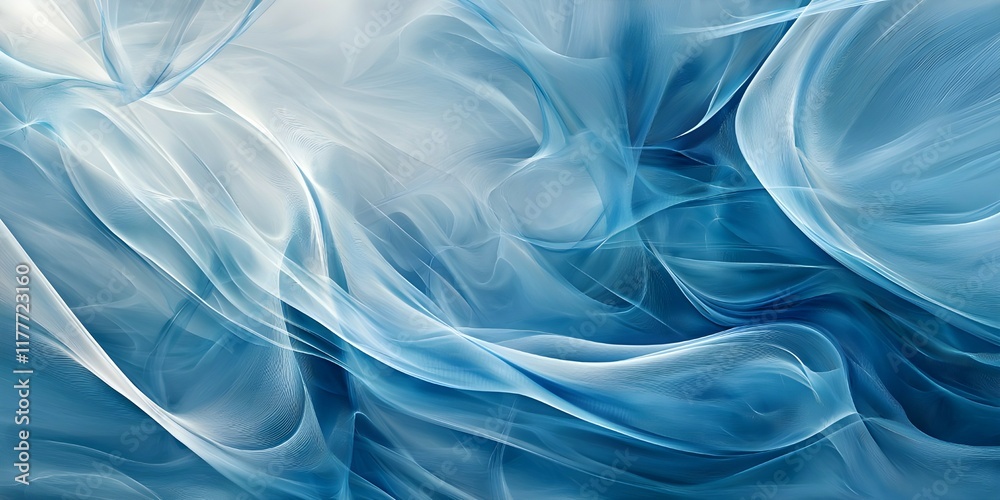 Obraz premium A Mesmerizing Abstract Design with Flowing Liquid Shapes in Vibrant Blue Tones, Evoking the Serenity of Water Ripples and Gradient Transitions with a Glossy, blue Abstract Background Artwork Featuring