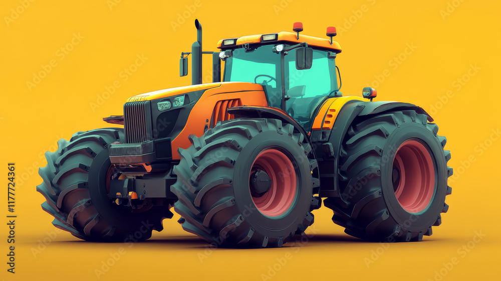 The tractor consists of circles and dots. Agricultural machinery The tractor consists of circles and dots. Agricultural machinery