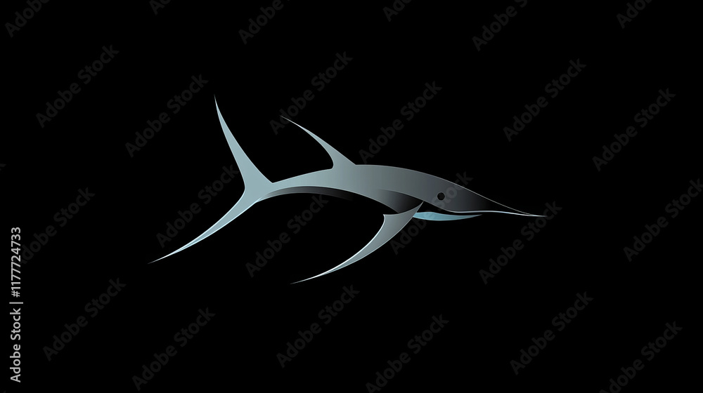 Obraz premium Vector logo swordfish. Brand logo in the shape of a swordfish.