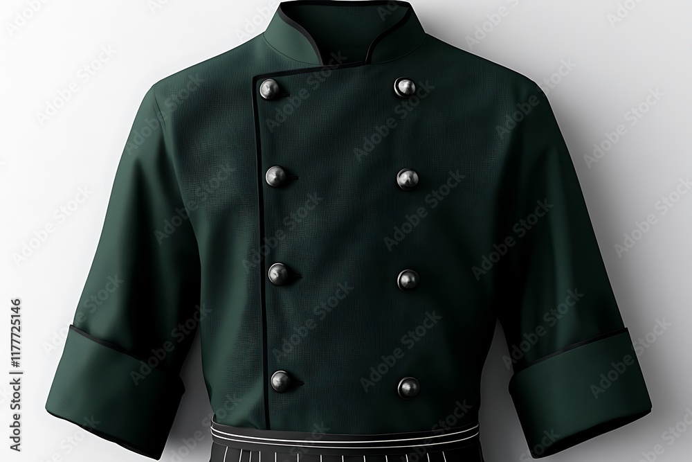 Naklejka premium Deep forest green chef uniform mockup set with an isolated design for culinary professionals