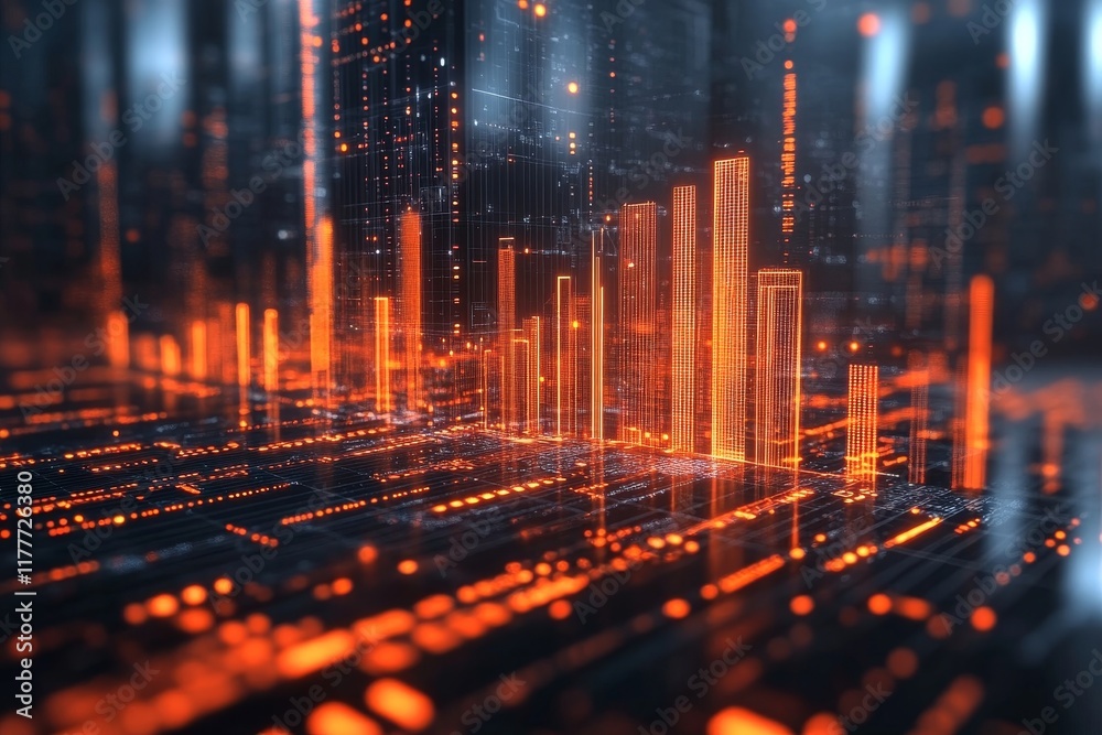 Fototapeta premium Abstract 3D Business Digital Concept, Generative AI