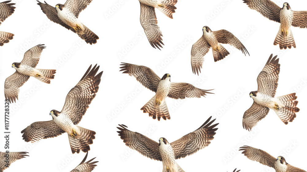 Obraz premium Vector seamless background of falcons. Chaotic falcons