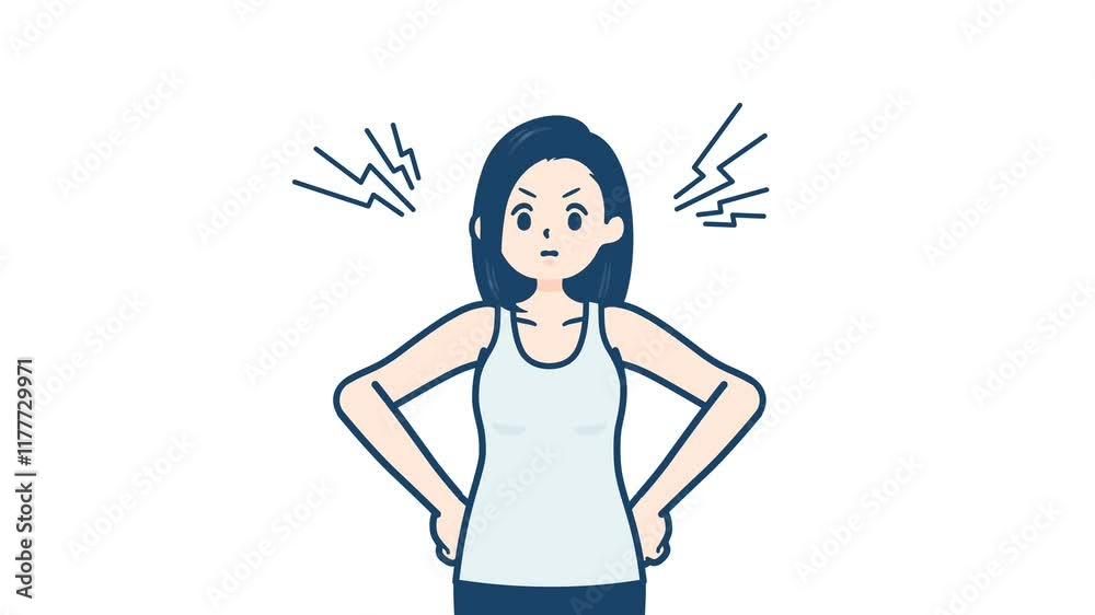 Tank top woman_Irritable and angry_with alpha channel Tank top woman_Irritable and angry_with alpha channel