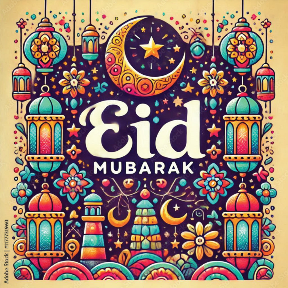 Fototapeta premium Eid Mubarak vector, muslim holiday