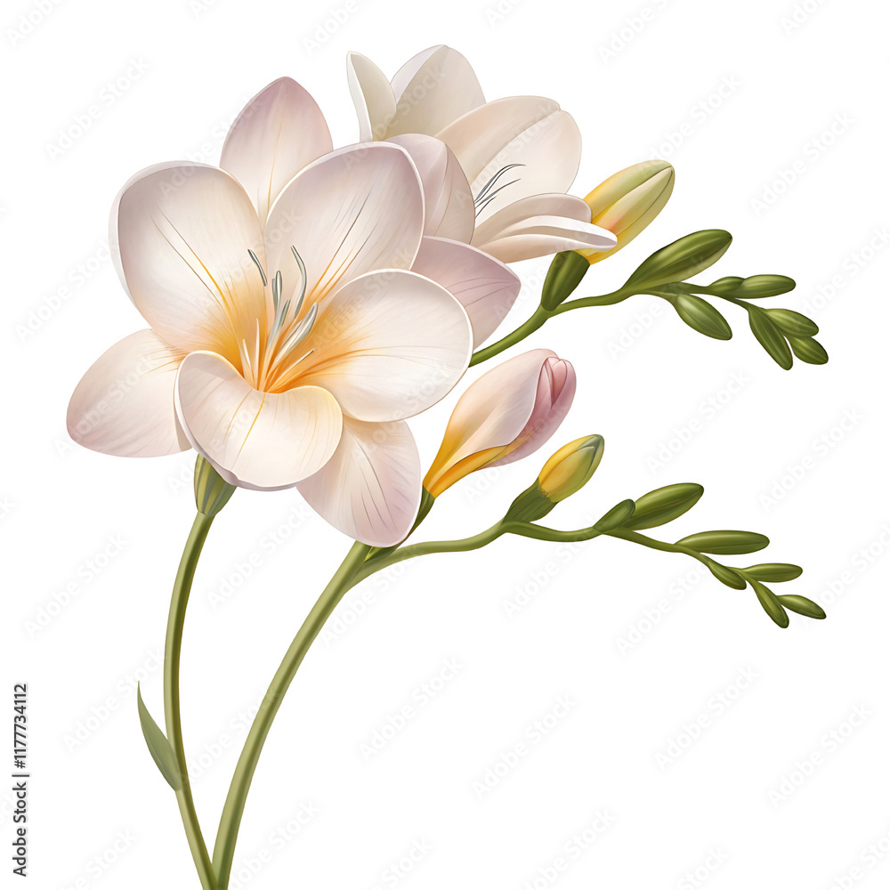 Naklejka premium Freesia flower isolated PNG Clipart with transparent background