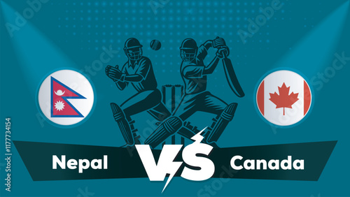 Nepal VS Canada , Canada Vs Nepal cricket match , Cricket match concept with creative illustration.eps