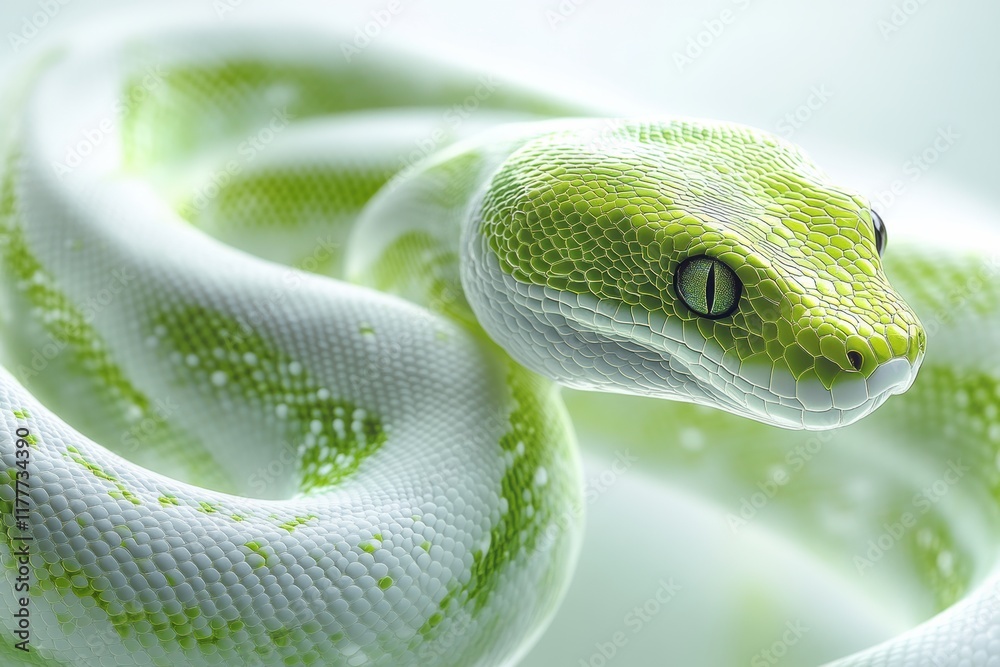 Fototapeta premium Modern Green Snake Design Template for Graphic Projects